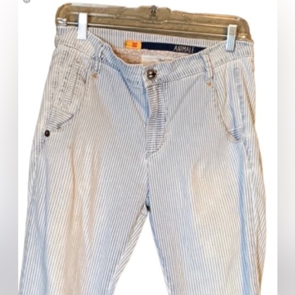 Vintage Animale Brazil faded blue and white striped jeans